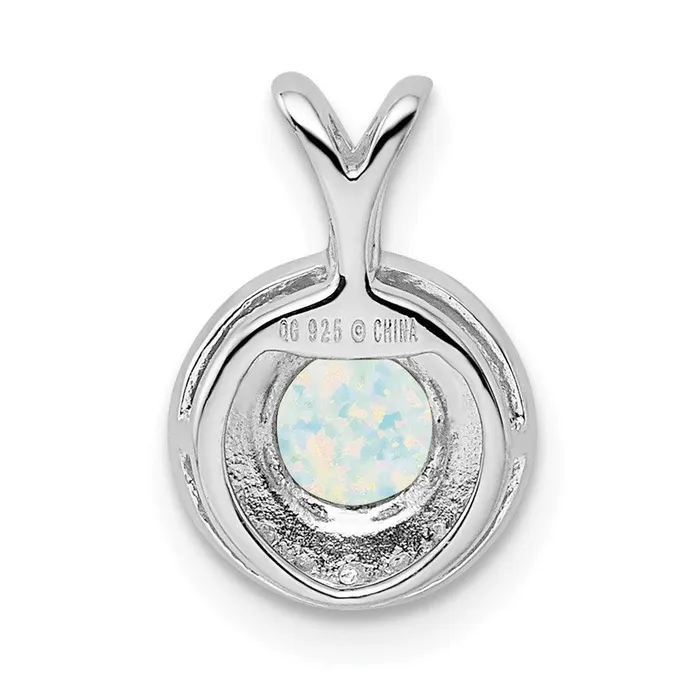 Jewelry Necklaces Sterling Silver Rhodiumplated Diam Created Opal Pendant Jewelry Necklaces Sterling Silver Rhodiumplated Diam Created Opal Pendant