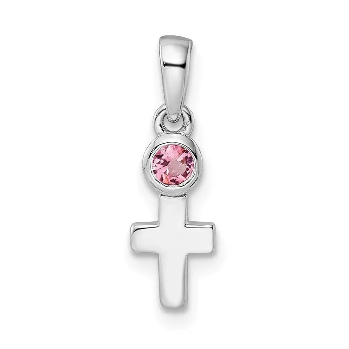 Jewelry Necklaces Sterling Silver Rhodiumplated Polished Pink Tourmaline Cross Pendant Jewelry Necklaces Sterling Silver Rhodiumplated Polished Pink Tourmaline Cross Pendant