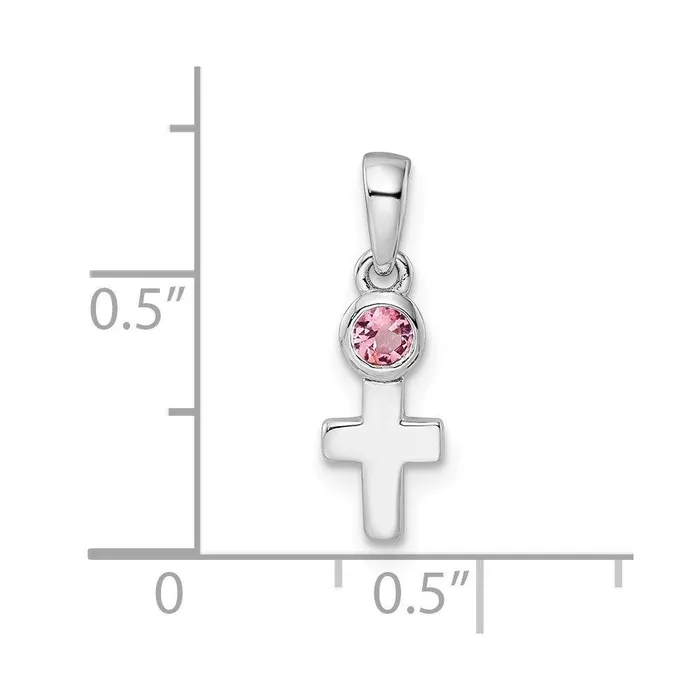 Jewelry Necklaces Sterling Silver Rhodiumplated Polished Pink Tourmaline Cross Pendant Jewelry Necklaces Sterling Silver Rhodiumplated Polished Pink Tourmaline Cross Pendant