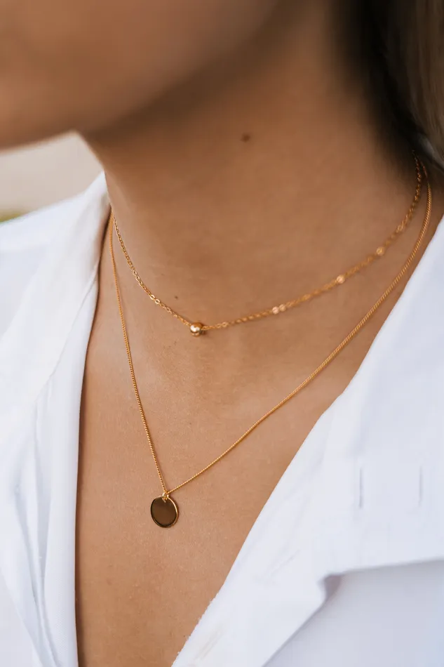 Kty Bubble Plate Necklace Gold Necklaces