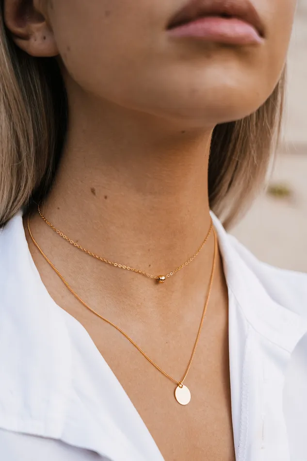 Kty Bubble Plate Necklace Gold Necklaces
