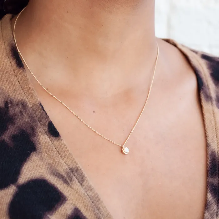 Lauren Wolf Jewelry Necklaces Small Opal Octagon Necklace
