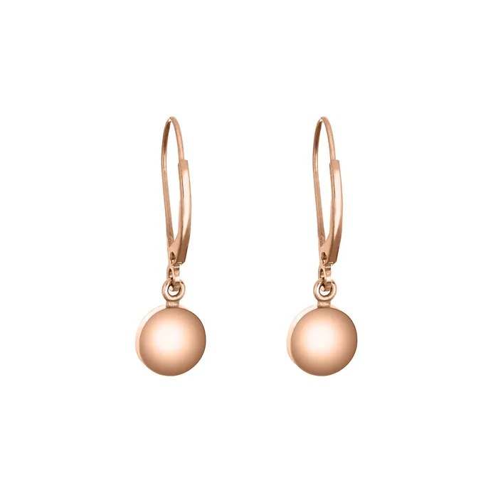 LeverBack Dome Cremation Dangle Earrings in 14K Rose Gold closebymejewelry Earrings