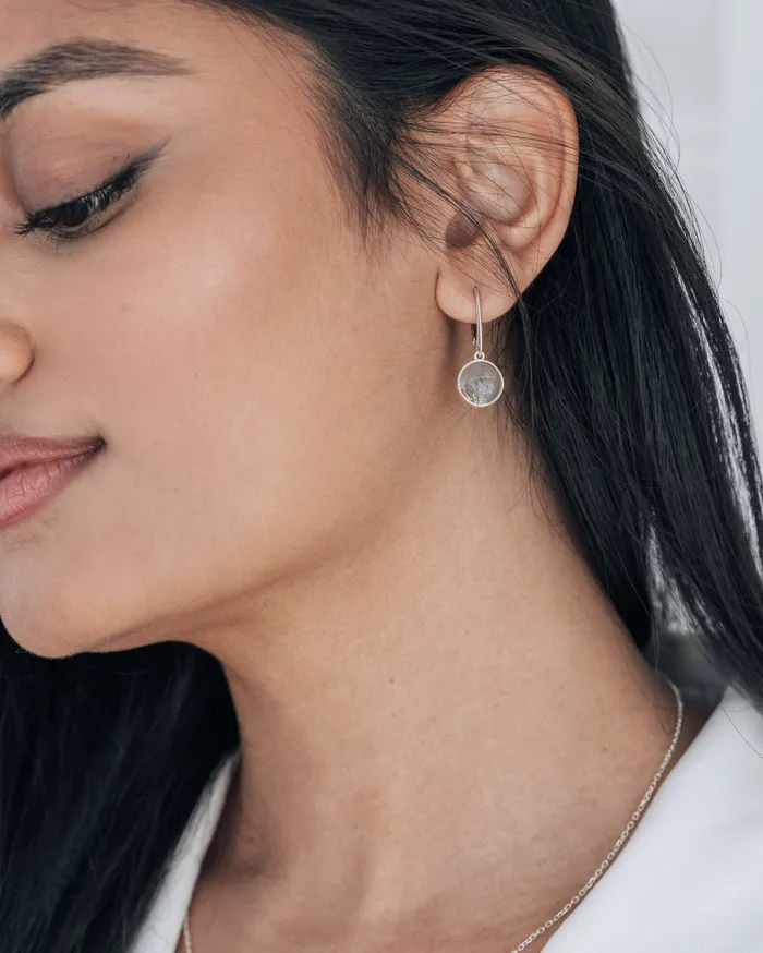 LeverBack Dome Cremation Dangle Earrings in 14K Rose Gold closebymejewelry Earrings