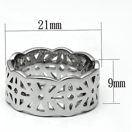 LO2483 Imitation Rhodium Brass Ring with No Stone Alamode Rings