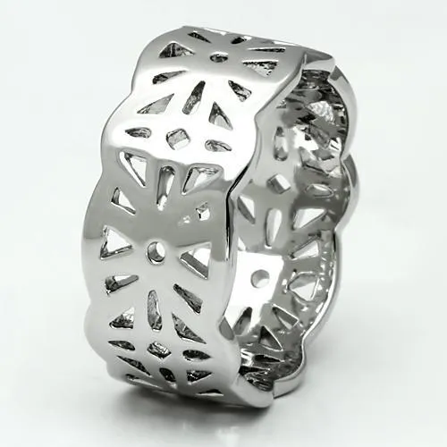 LO2483 Imitation Rhodium Brass Ring with No Stone Alamode Rings