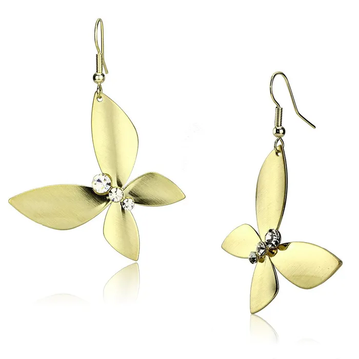 LO2651 Matte Gold Gold Iron Earrings with Top Grade Crystal in Clear Alamode Earrings LO2651 Matte Gold Gold Iron Earrings with Top Grade Crystal in Clear Alamode Earrings