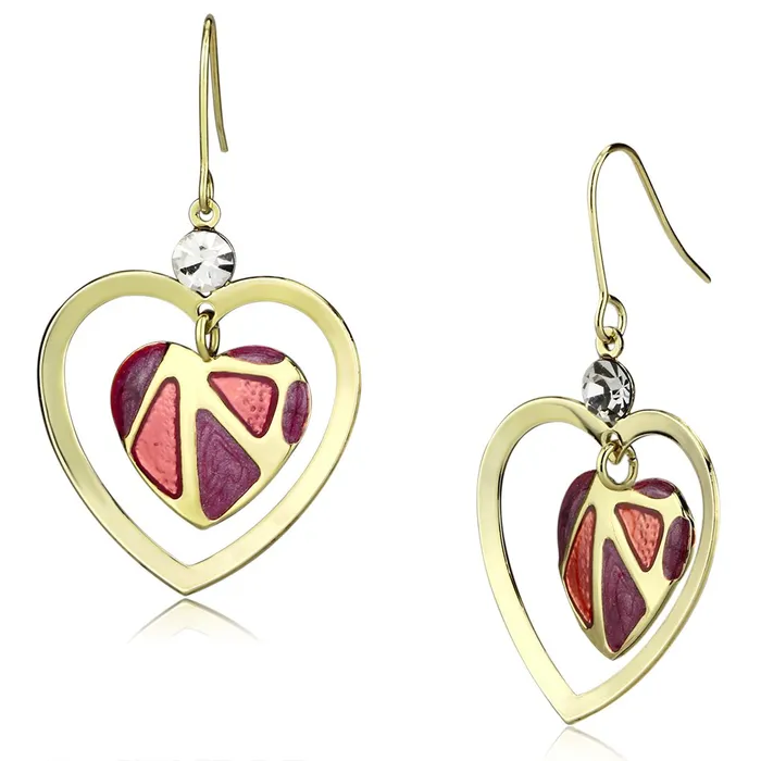 LO2680 Gold Iron Earrings with Top Grade Crystal in Clear Alamode Earrings