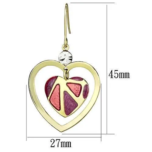 LO2680 Gold Iron Earrings with Top Grade Crystal in Clear Alamode Earrings