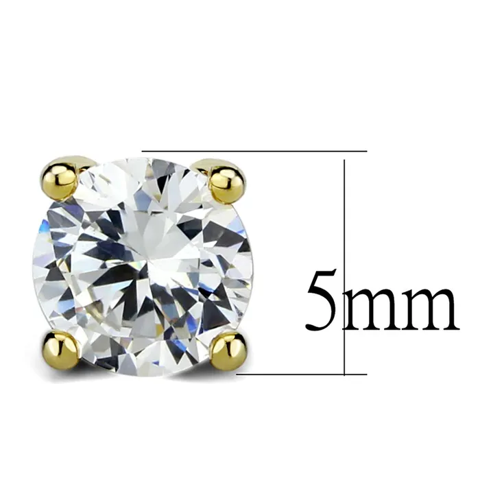 LO3958 Gold Brass Earrings with AAA Grade CZ in Clear Alamode Earrings