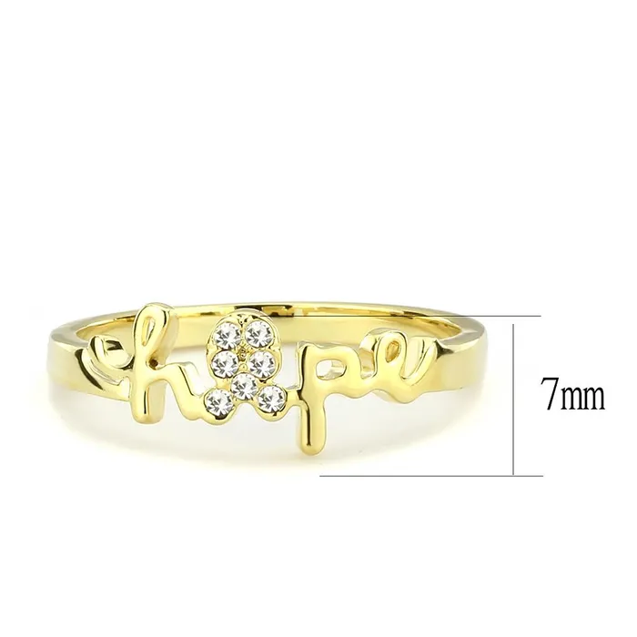 LO3965 Flash Gold Brass Ring with Top Grade Crystal in Clear Alamode Rings