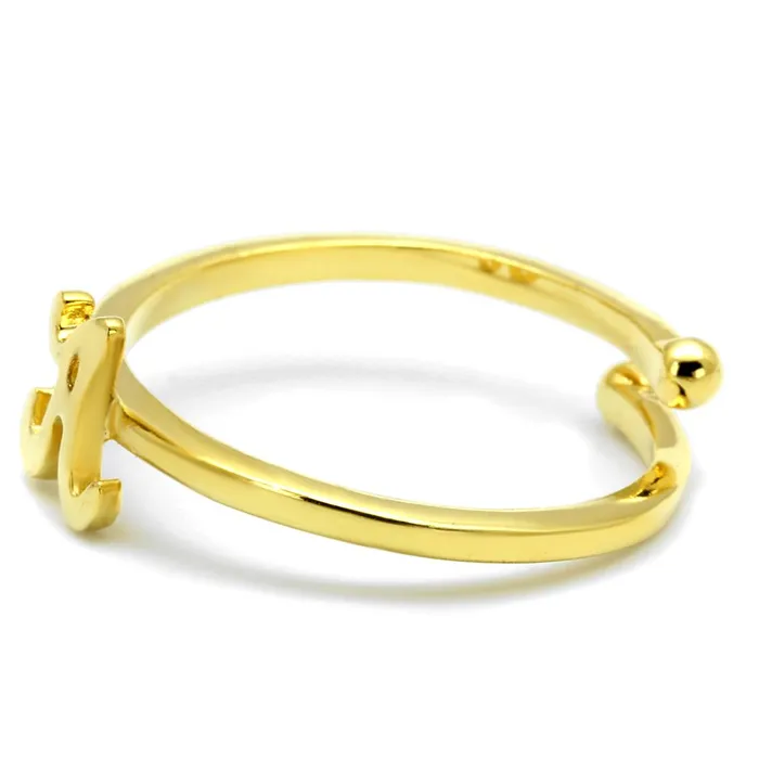 LO4006 Flash Gold Brass Ring with No Stone Alamode Rings