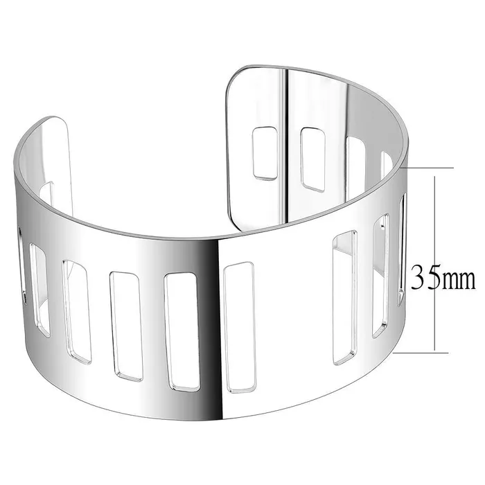 LO4658 Matte Rhodium Rhodium Stainless Steel Bangle with No Stone Alamode Bracelets