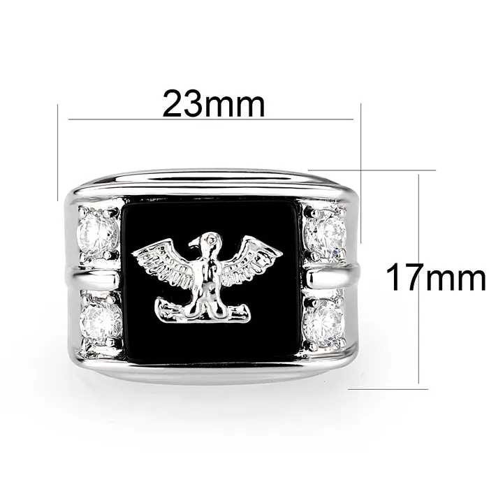 LO5M016 Brass Ring with Epoxy in Jet Rhodium Plated Alamode Rings
