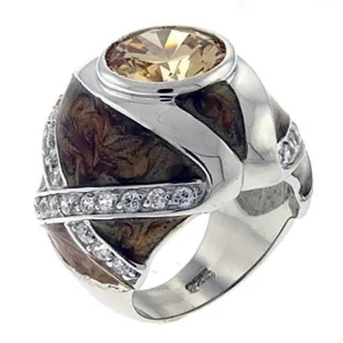 LOA526 HighPolished 925 Sterling Silver Ring with AAA Grade CZ in Champagne Alamode Rings LOA526 HighPolished 925 Sterling Silver Ring with AAA Grade CZ in Champagne Alamode Rings