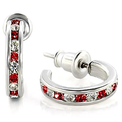 LOAS1348 HighPolished 925 Sterling Silver Earrings with Top Grade Crystal in Siam Alamode Earrings LOAS1348 HighPolished 925 Sterling Silver Earrings with Top Grade Crystal in Siam Alamode Earrings