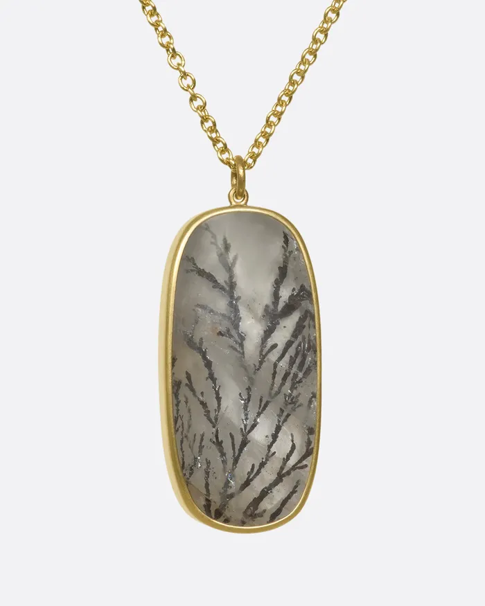 LOLA BROOKS Necklaces Oval Dendritic Quartz Necklace