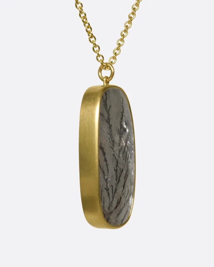 LOLA BROOKS Necklaces Oval Dendritic Quartz Necklace