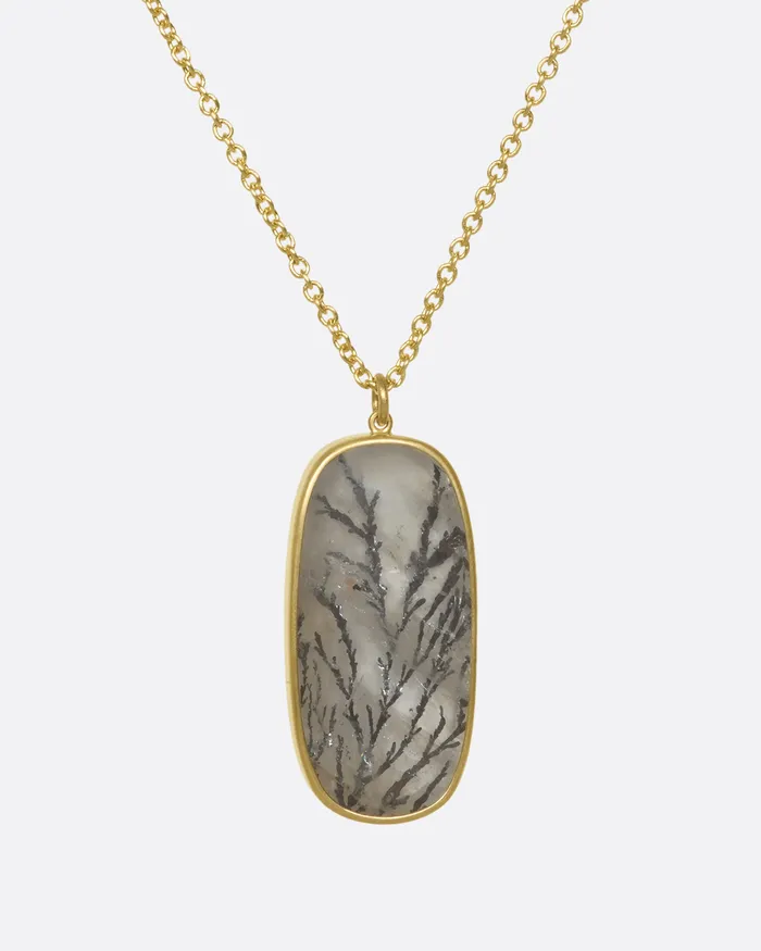 LOLA BROOKS Necklaces Oval Dendritic Quartz Necklace