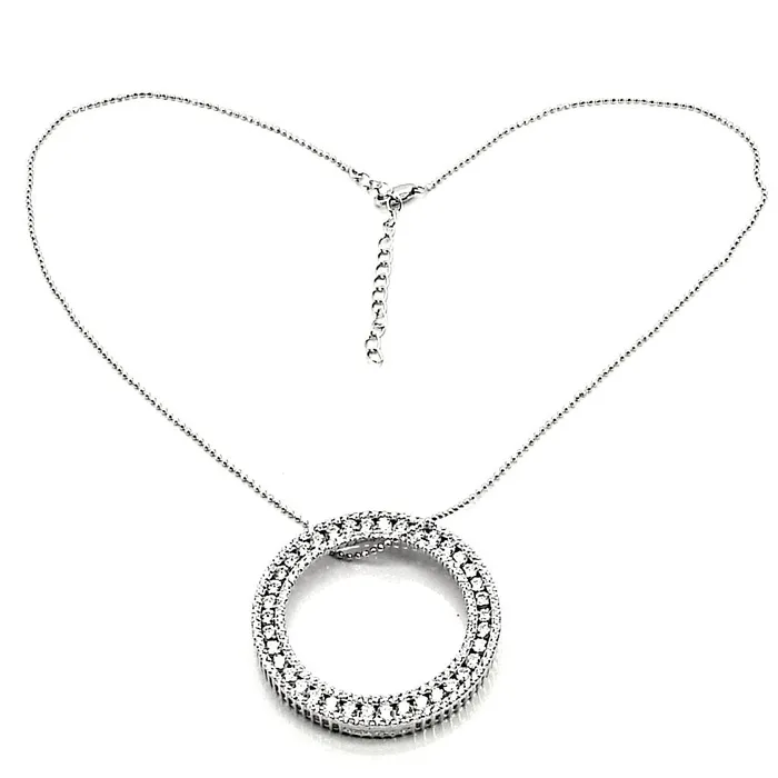 LOS417 Rhodium 925 Sterling Silver Chain Pendant with AAA Grade CZ in Clear Alamode Necklaces LOS417 Rhodium 925 Sterling Silver Chain Pendant with AAA Grade CZ in Clear Alamode Necklaces