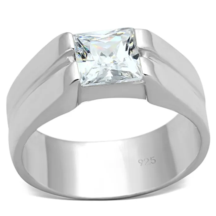 LOS708 Silver 925 Sterling Silver Ring with AAA Grade CZ in Clear Alamode Rings LOS708 Silver 925 Sterling Silver Ring with AAA Grade CZ in Clear Alamode Rings