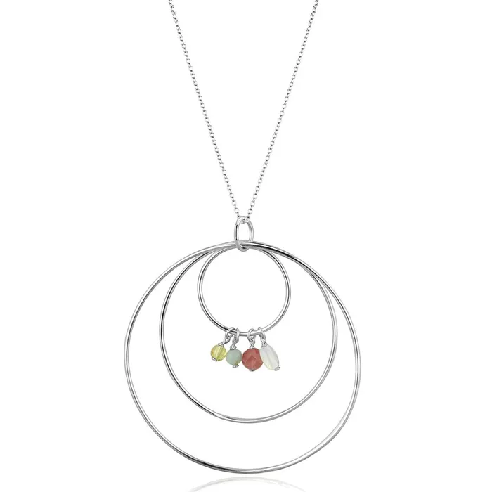 LOS795 Silver 925 Sterling Silver Necklace with Synthetic Jade in Multi Color Alamode Necklaces LOS795 Silver 925 Sterling Silver Necklace with Synthetic Jade in Multi Color Alamode Necklaces