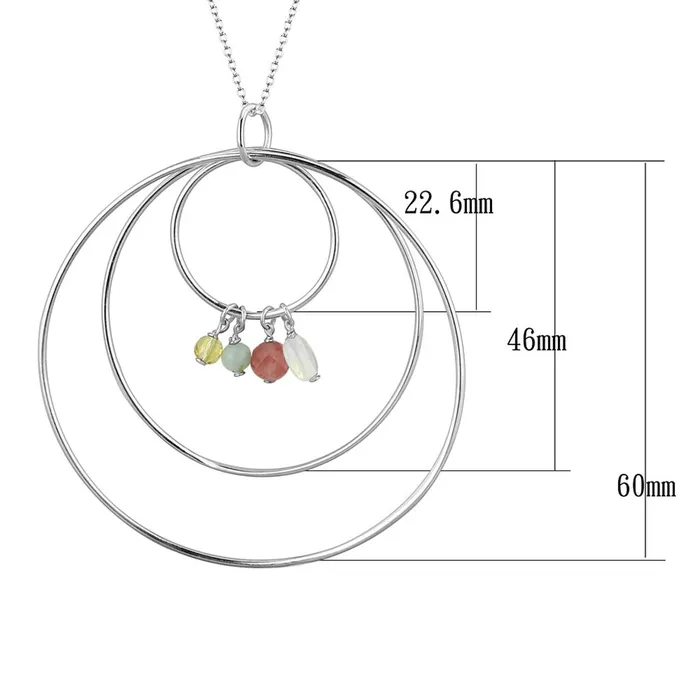 LOS795 Silver 925 Sterling Silver Necklace with Synthetic Jade in Multi Color Alamode Necklaces