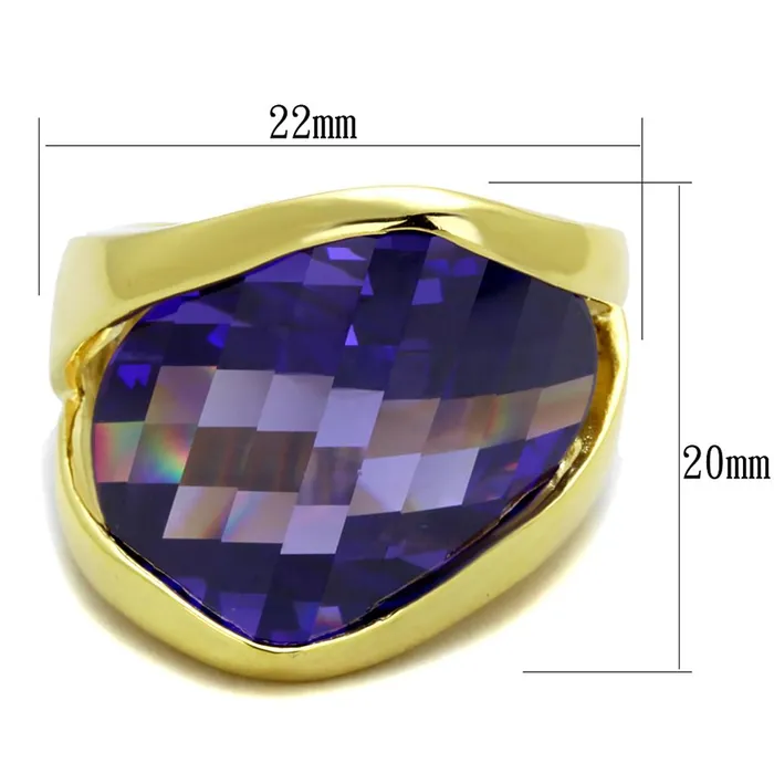 LOS821 Gold 925 Sterling Silver Ring with AAA Grade CZ in Tanzanite Alamode Rings