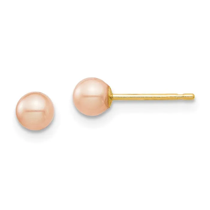 Madi K Kids 14k 34mm Pink Round Freshwater Cultured Pearl Stud Post Earrings Jewelry Earrings