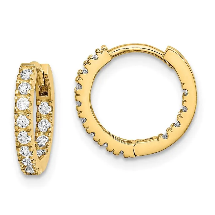 Madi K Kids 14k CZ Hinged Hoop Earrings Jewelry Earrings
