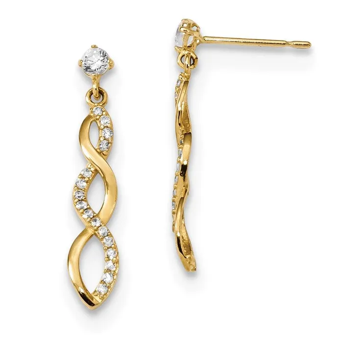Madi K Kids 14k CZ Twisted Dangle Post Earrings Jewelry Earrings