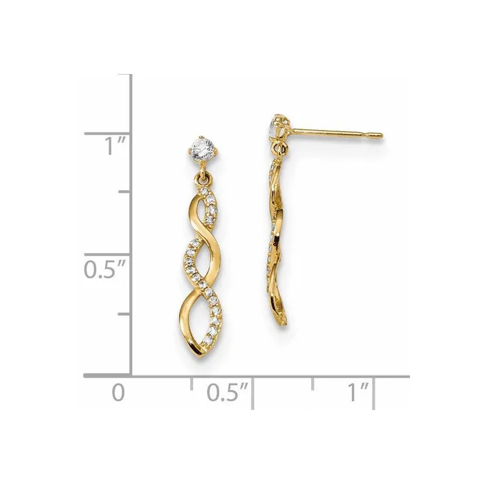 Madi K Kids 14k CZ Twisted Dangle Post Earrings Jewelry Earrings Madi K Kids 14k CZ Twisted Dangle Post Earrings Jewelry Earrings