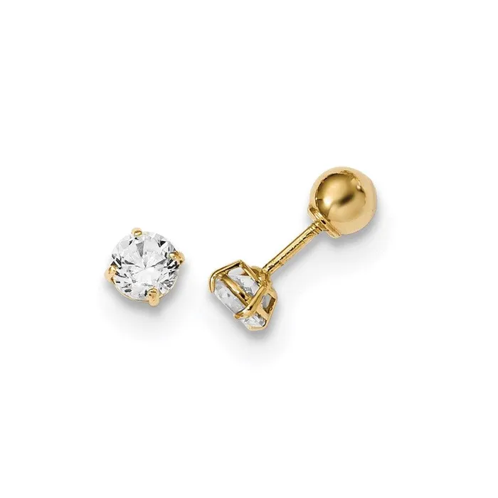 Madi K Kids 14k Polished Reversible Ball and CZ Earrings Jewelry Earrings