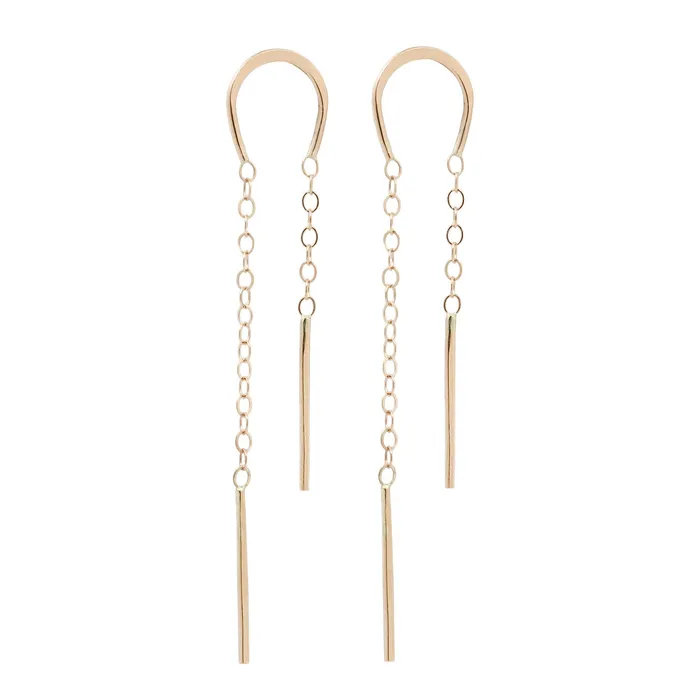 Melissa Joy Manning Earrings Horseshoe Chain Threader Earrings