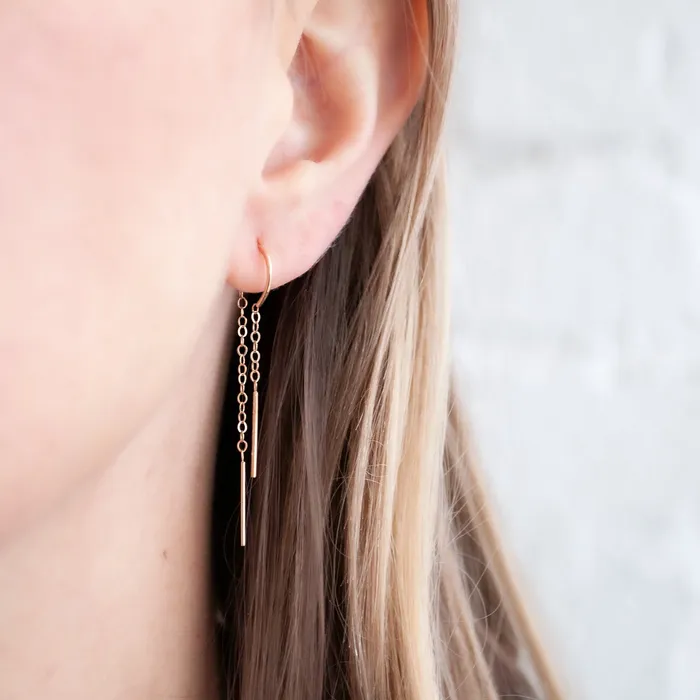 Melissa Joy Manning Earrings Horseshoe Chain Threader Earrings Melissa Joy Manning Earrings Horseshoe Chain Threader Earrings