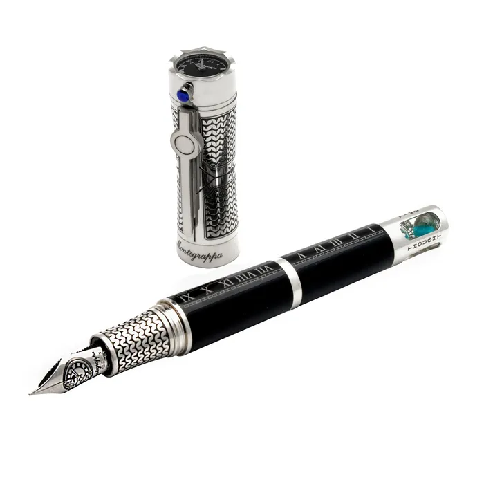 Montegrappa Rings Montegrappa Time Brain Limited Edition Sterling Silver And Resin Fountain Pen M ISTNN3SE