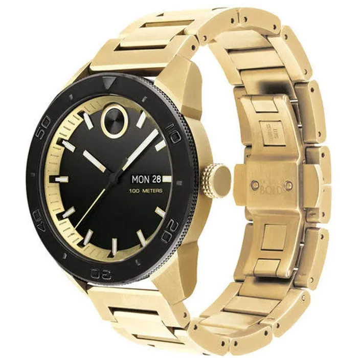 Movado Movado Mens Quartz Watch Bold Black Dial Yellow Gold Bracelet 3600605 Bracelets Movado Movado Mens Quartz Watch Bold Black Dial Yellow Gold Bracelet 3600605 Bracelets