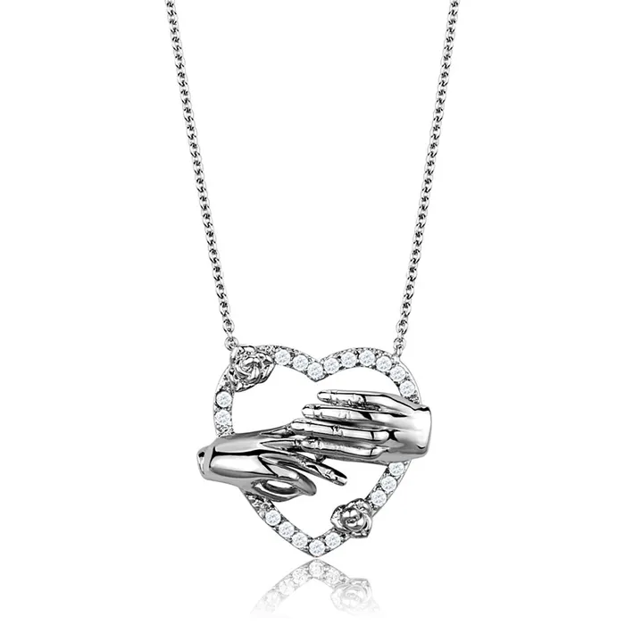 Necklaces Alamode 3W1034 Rhodium Brass Chain Pendant with AAA Grade CZ in Clear Necklaces Alamode 3W1034 Rhodium Brass Chain Pendant with AAA Grade CZ in Clear