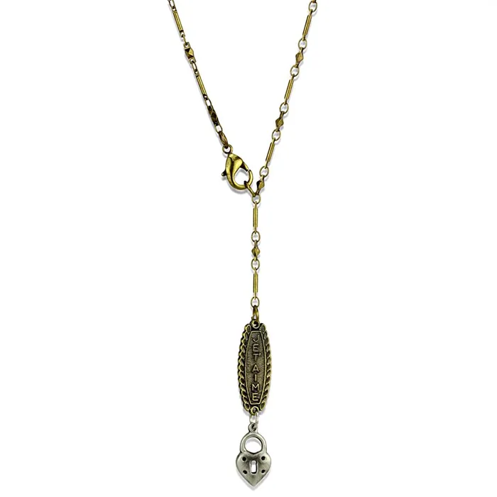 Necklaces Alamode LO3823 GoldAntique Silver White Metal Chain Pendant with No Stone