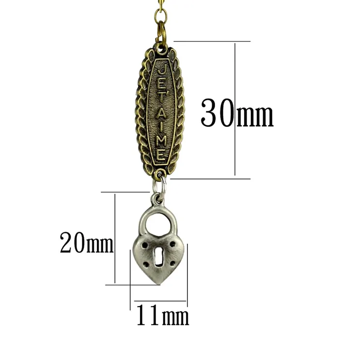 Necklaces Alamode LO3823 GoldAntique Silver White Metal Chain Pendant with No Stone