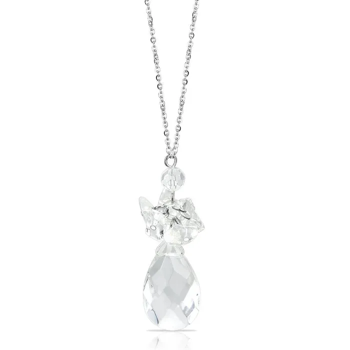 Necklaces Alamode LO4711 Rhodium Brass Chain Pendant with AAA Grade CZ in Clear Necklaces Alamode LO4711 Rhodium Brass Chain Pendant with AAA Grade CZ in Clear