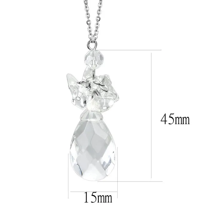 Necklaces Alamode LO4711 Rhodium Brass Chain Pendant with AAA Grade CZ in Clear