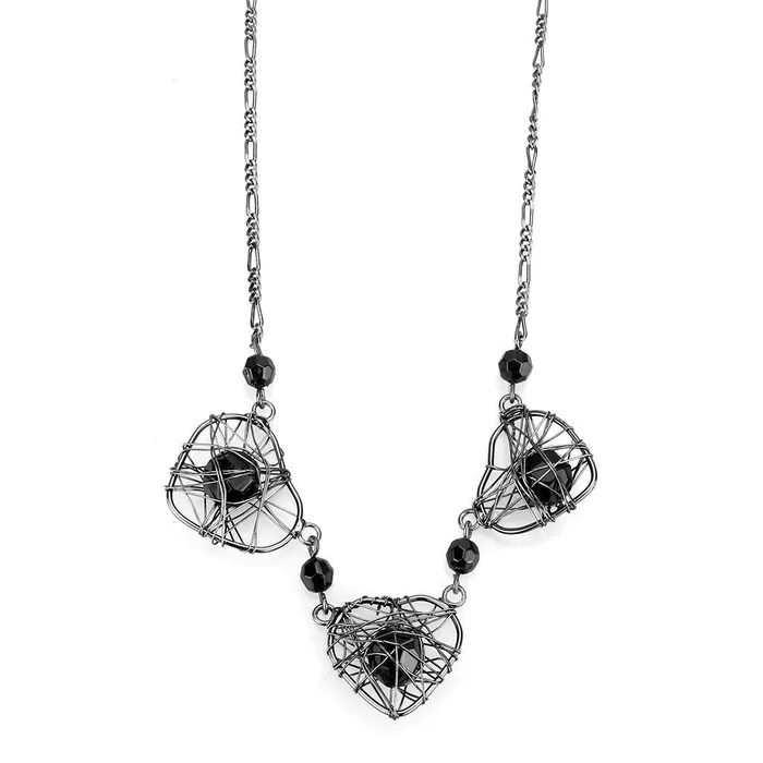 Necklaces Alamode LO4728 Ruthenium White Metal Necklace with Synthetic Synthetic Glass in Jet Necklaces Alamode LO4728 Ruthenium White Metal Necklace with Synthetic Synthetic Glass in Jet