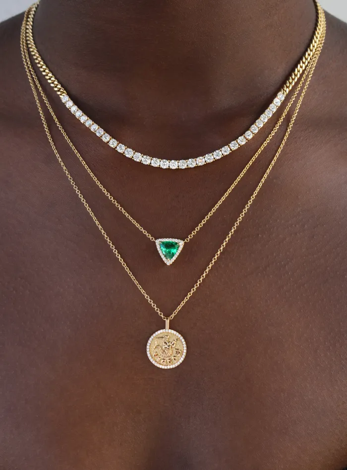 Necklaces anitako CUBAN LINK AND LONG LINE DIAMOND NECKLACE