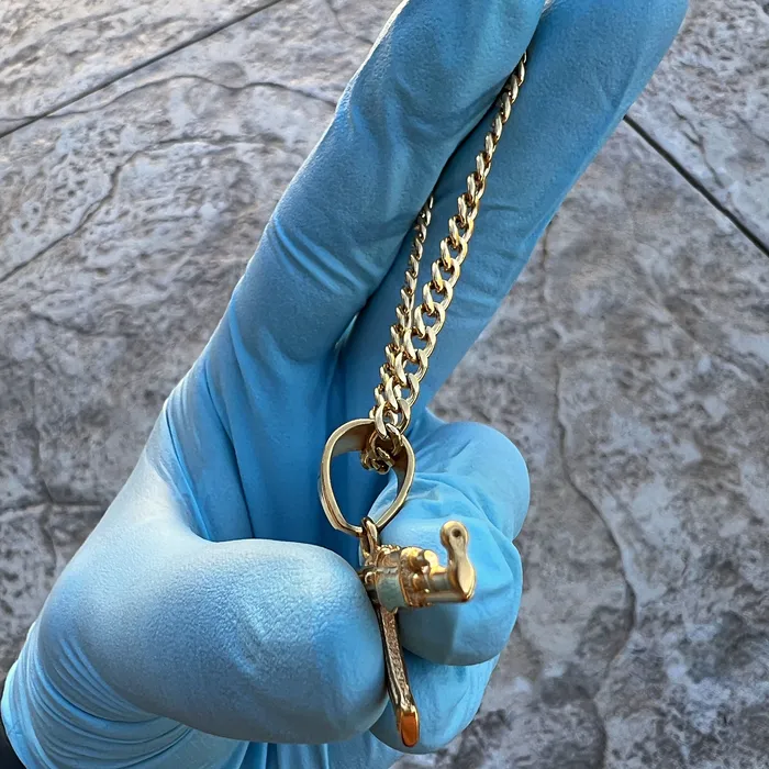 Necklaces Bling Cartel 14K Gold Plated Stainless Steel Cuban Chain AK47 Necklace 24 Necklaces Bling Cartel 14K Gold Plated Stainless Steel Cuban Chain AK47 Necklace 24