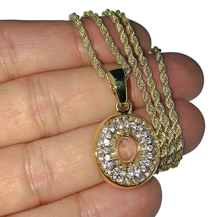 Necklaces Bling Cartel Admin 14K Gold Plated O Letter Micro Chain Rope Necklace
