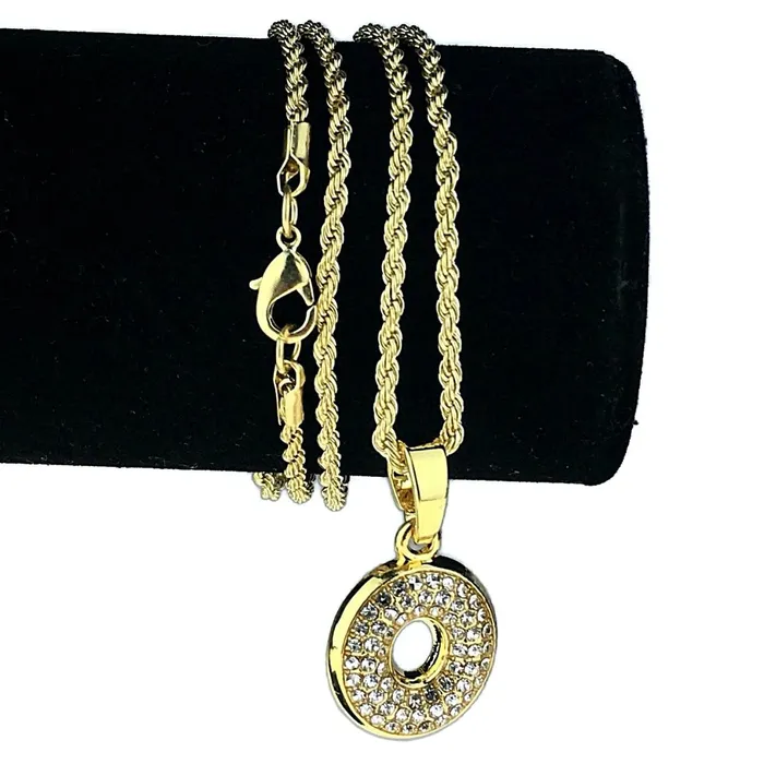 Necklaces Bling Cartel Admin 14K Gold Plated O Letter Micro Chain Rope Necklace