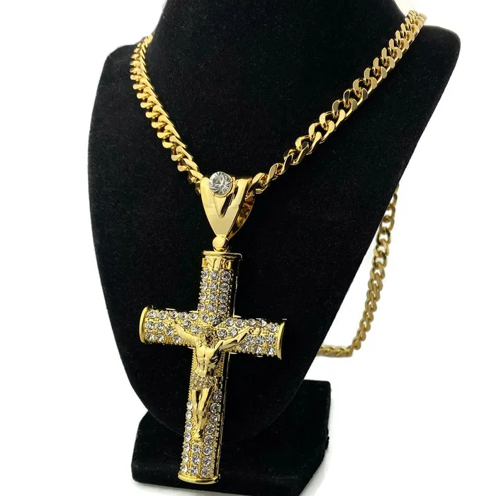 Necklaces Bling Cartel Admin 18K Gold Plated Huge Crucifix Cross Pendant Cuban Chain Necklace 30 Necklaces Bling Cartel Admin 18K Gold Plated Huge Crucifix Cross Pendant Cuban Chain Necklace 30