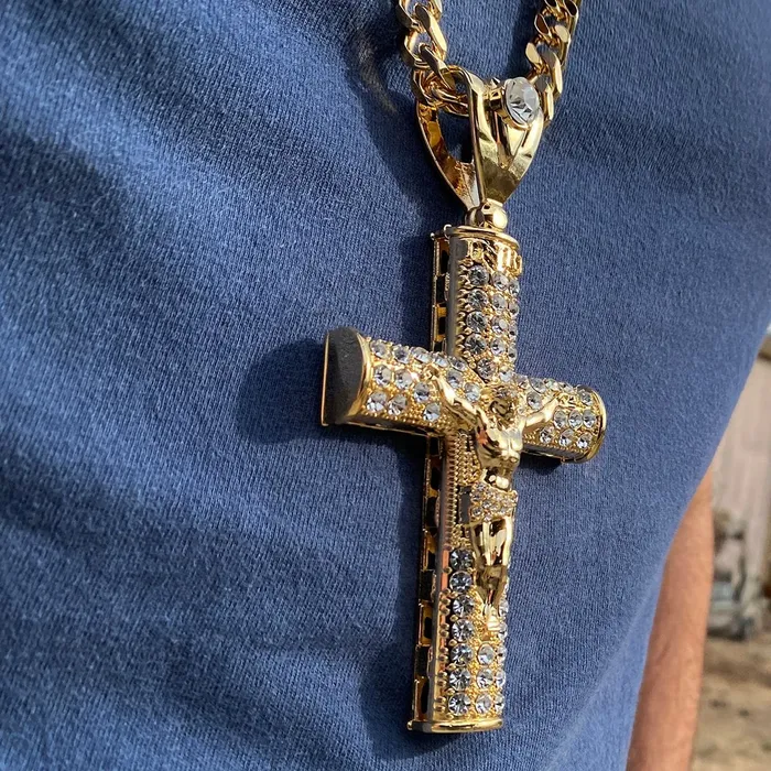 Necklaces Bling Cartel Admin 18K Gold Plated Huge Crucifix Cross Pendant Cuban Chain Necklace 30 Necklaces Bling Cartel Admin 18K Gold Plated Huge Crucifix Cross Pendant Cuban Chain Necklace 30