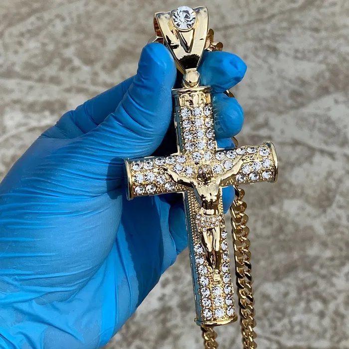 Necklaces Bling Cartel Admin 18K Gold Plated Huge Crucifix Cross Pendant Cuban Chain Necklace 30 Necklaces Bling Cartel Admin 18K Gold Plated Huge Crucifix Cross Pendant Cuban Chain Necklace 30